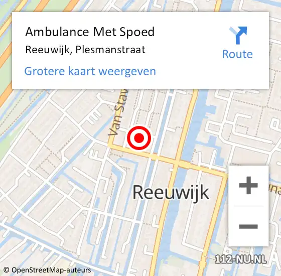 Locatie op kaart van de 112 melding: Ambulance Met Spoed Naar Reeuwijk, Plesmanstraat op 31 mei 2015 16:45