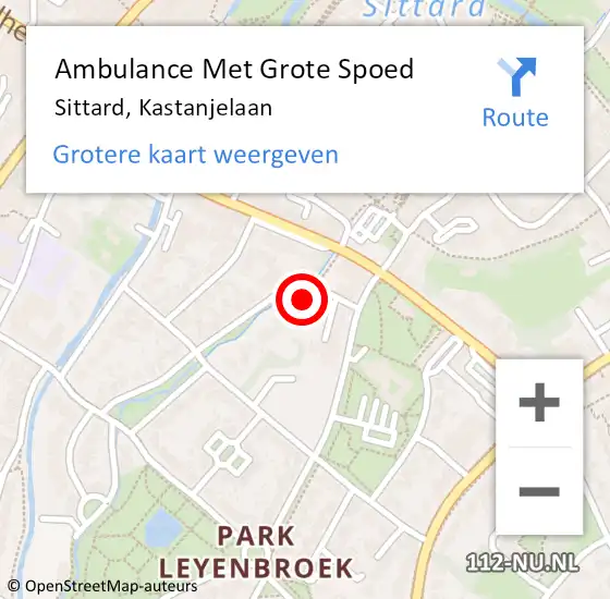 Locatie op kaart van de 112 melding: Ambulance Met Grote Spoed Naar Sittard, Kastanjelaan op 31 mei 2015 17:29