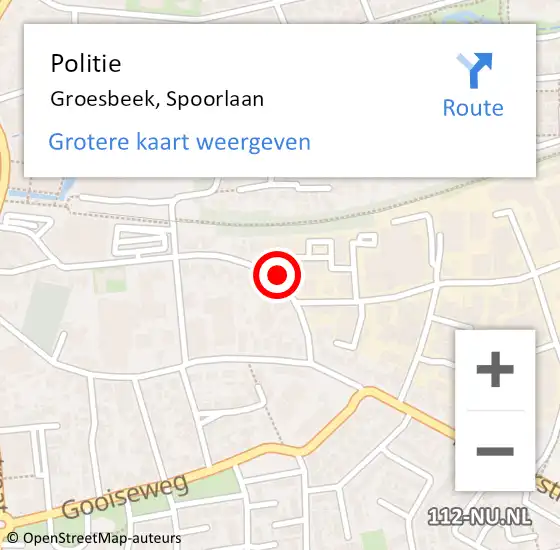 Locatie op kaart van de 112 melding: Politie Groesbeek, Spoorlaan op 31 mei 2015 18:02