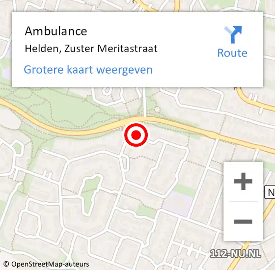 Locatie op kaart van de 112 melding: Ambulance Helden, Zuster Meritastraat op 31 mei 2015 18:16