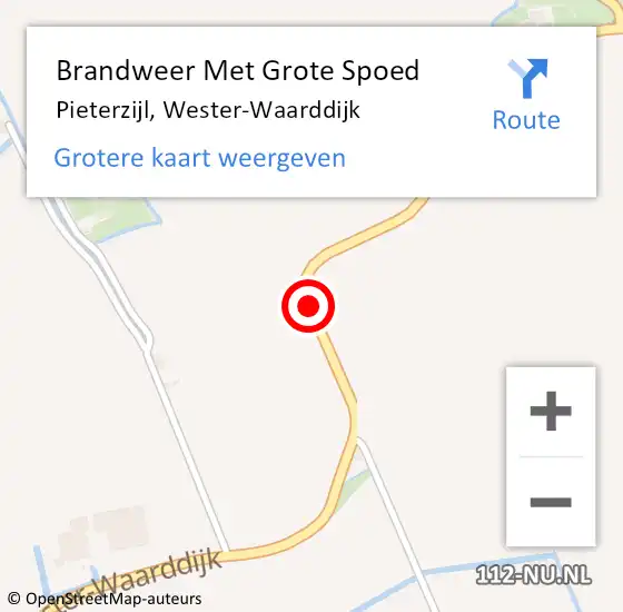 Locatie op kaart van de 112 melding: Brandweer Met Grote Spoed Naar Pieterzijl, Wester-Waarddijk op 1 juni 2015 03:46