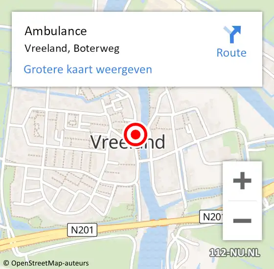 Locatie op kaart van de 112 melding: Ambulance Vreeland, Boterweg op 1 juni 2015 05:51