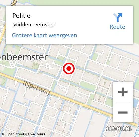 Locatie op kaart van de 112 melding: Politie Middenbeemster op 1 juni 2015 06:50