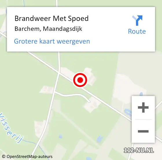 Locatie op kaart van de 112 melding: Brandweer Met Spoed Naar Barchem, Maandagsdijk op 1 juni 2015 06:57
