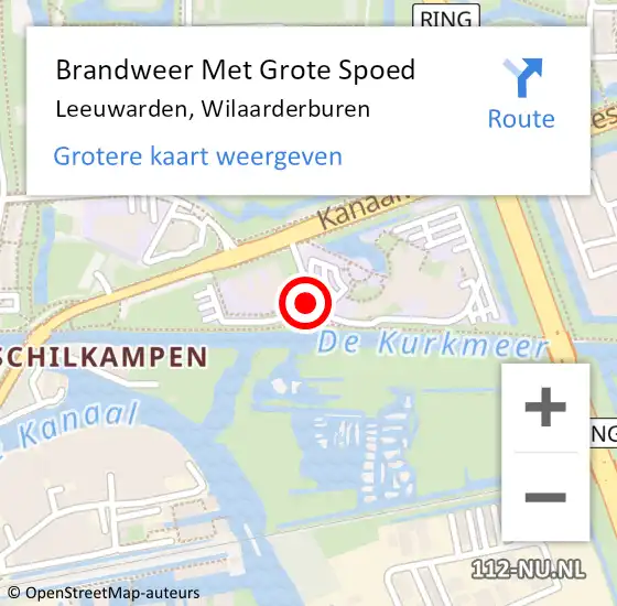 Locatie op kaart van de 112 melding: Brandweer Met Grote Spoed Naar Leeuwarden, Wilaarderburen op 1 juni 2015 07:19