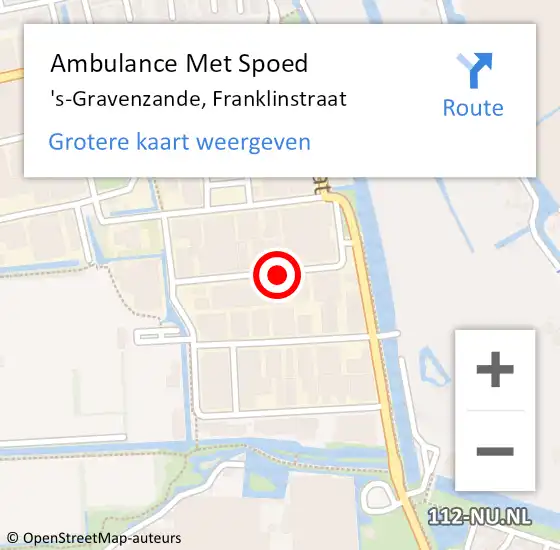 Locatie op kaart van de 112 melding: Ambulance Met Spoed Naar 's-Gravenzande, Franklinstraat op 1 juni 2015 07:26