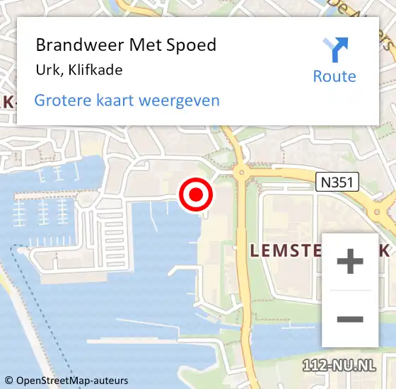 Locatie op kaart van de 112 melding: Brandweer Met Spoed Naar Urk, Klifkade op 1 juni 2015 07:52