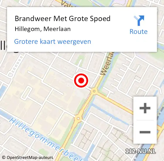 Locatie op kaart van de 112 melding: Brandweer Met Grote Spoed Naar Hillegom, Meerlaan op 1 juni 2015 09:26