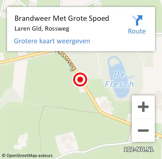 Locatie op kaart van de 112 melding: Brandweer Met Grote Spoed Naar Laren Gld, Rossweg op 9 november 2013 12:51