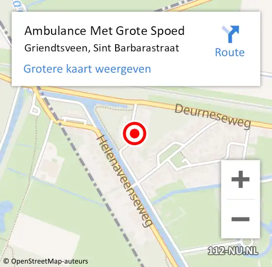 Locatie op kaart van de 112 melding: Ambulance Met Grote Spoed Naar Griendtsveen, Sint Barbarastraat op 9 november 2013 12:53