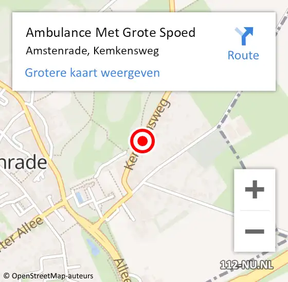 Locatie op kaart van de 112 melding: Ambulance Met Grote Spoed Naar Amstenrade, Kemkensweg op 1 juni 2015 10:03