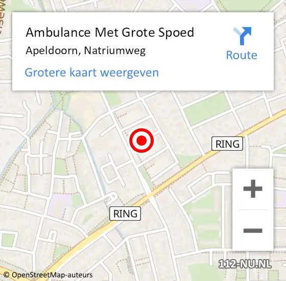 Locatie op kaart van de 112 melding: Ambulance Met Grote Spoed Naar Apeldoorn, Natriumweg op 1 juni 2015 10:18