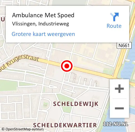 Locatie op kaart van de 112 melding: Ambulance Met Spoed Naar Vlissingen, Industrieweg op 1 juni 2015 10:36