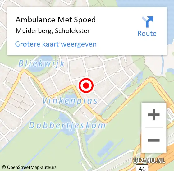 Locatie op kaart van de 112 melding: Ambulance Met Spoed Naar Muiderberg, Scholekster op 1 juni 2015 10:48