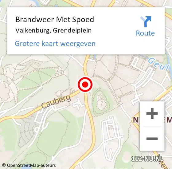 Locatie op kaart van de 112 melding: Brandweer Met Spoed Naar Valkenburg, Grendelplein op 1 juni 2015 11:17