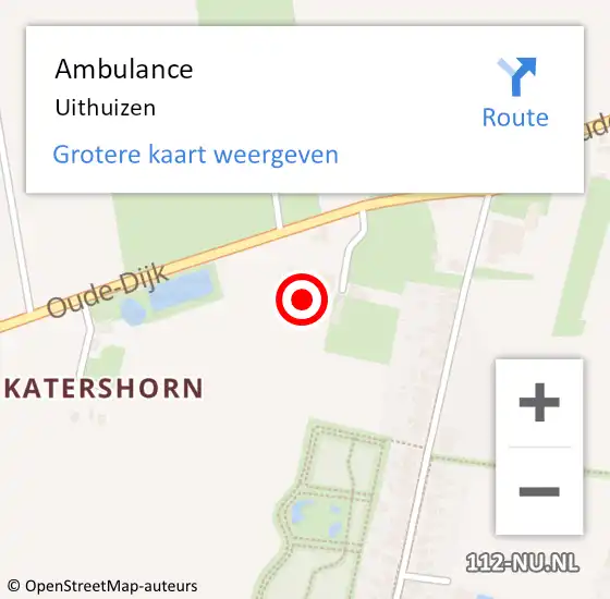 Locatie op kaart van de 112 melding: Ambulance Uithuizen op 9 november 2013 13:08