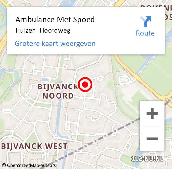 Locatie op kaart van de 112 melding: Ambulance Met Spoed Naar Huizen, Hoofdweg op 1 juni 2015 12:08