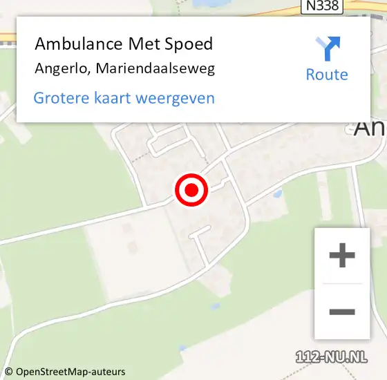 Locatie op kaart van de 112 melding: Ambulance Met Spoed Naar Angerlo, Mariendaalseweg op 9 november 2013 13:12