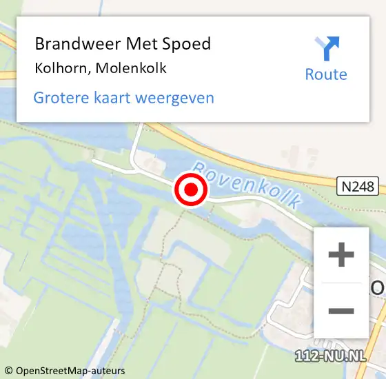 Locatie op kaart van de 112 melding: Brandweer Met Spoed Naar Kolhorn, Molenkolk op 9 november 2013 13:13