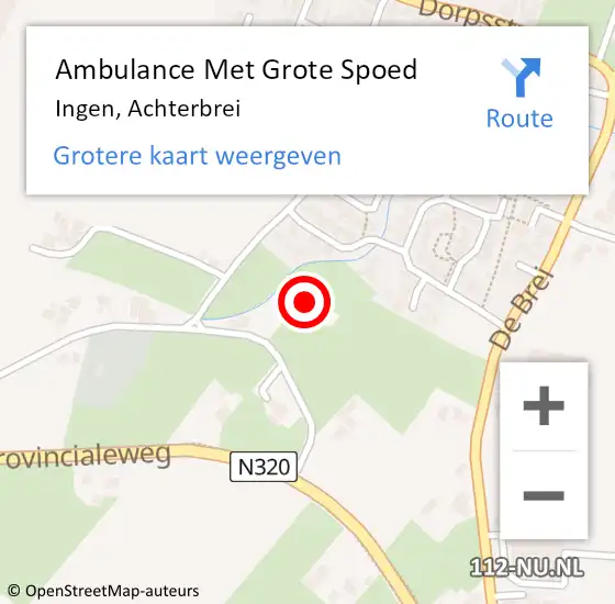 Locatie op kaart van de 112 melding: Ambulance Met Grote Spoed Naar Ingen, Achterbrei op 1 juni 2015 13:17