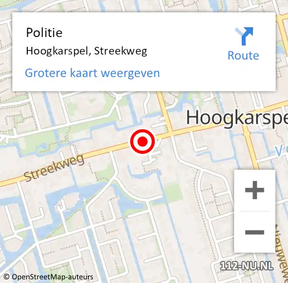 Locatie op kaart van de 112 melding: Politie Hoogkarspel, Streekweg op 1 juni 2015 13:41