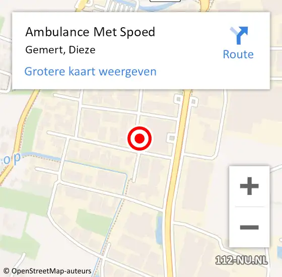 Locatie op kaart van de 112 melding: Ambulance Met Spoed Naar Gemert, Dieze op 1 juni 2015 13:46