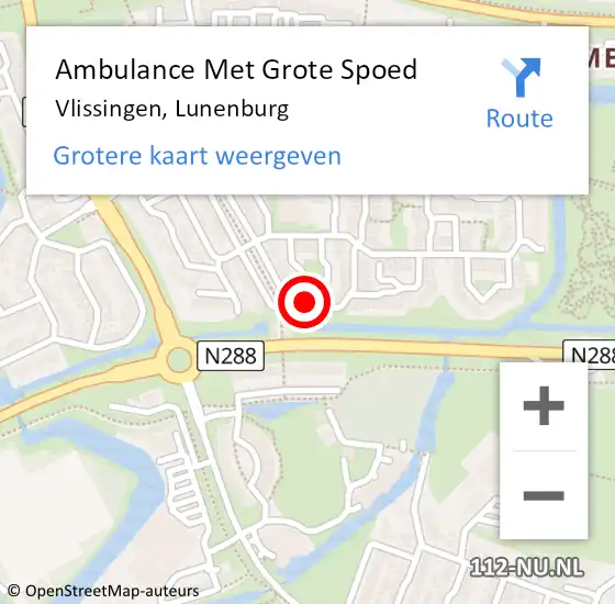 Locatie op kaart van de 112 melding: Ambulance Met Grote Spoed Naar Vlissingen, Lunenburg op 1 juni 2015 13:50