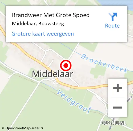 Locatie op kaart van de 112 melding: Brandweer Met Grote Spoed Naar Middelaar, Bouwsteeg op 1 juni 2015 14:37