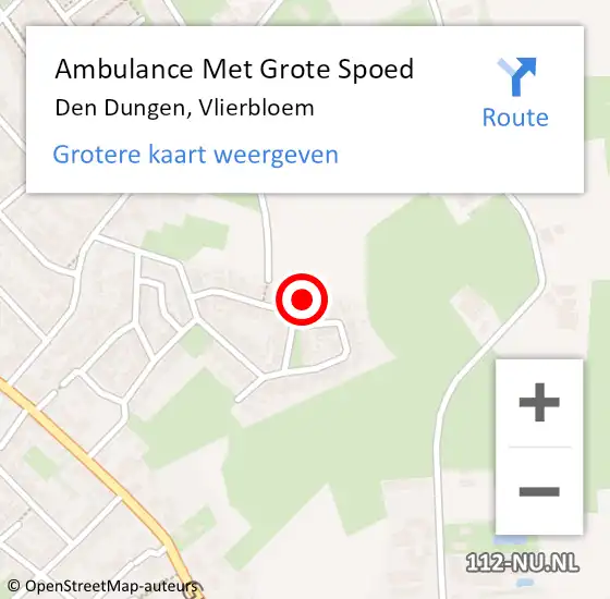 Locatie op kaart van de 112 melding: Ambulance Met Grote Spoed Naar Den Dungen, Vlierbloem op 1 juni 2015 15:00