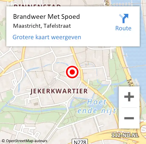 Locatie op kaart van de 112 melding: Brandweer Met Spoed Naar Maastricht, Tafelstraat op 1 juni 2015 15:03