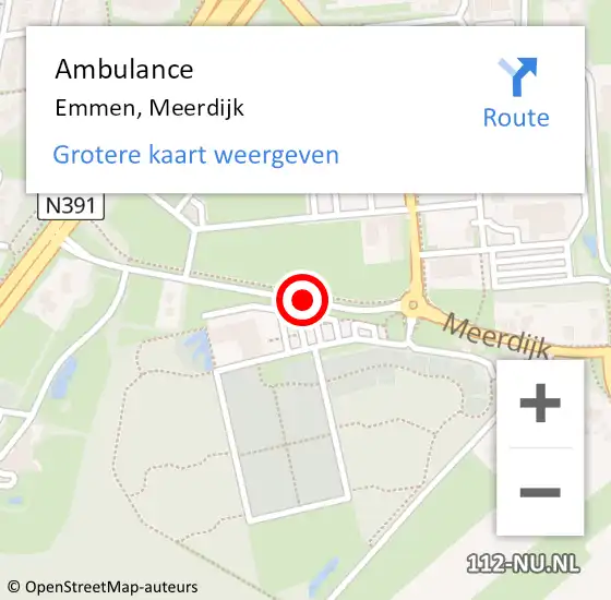 Locatie op kaart van de 112 melding: Ambulance Emmen, Meerdijk op 1 juni 2015 15:06