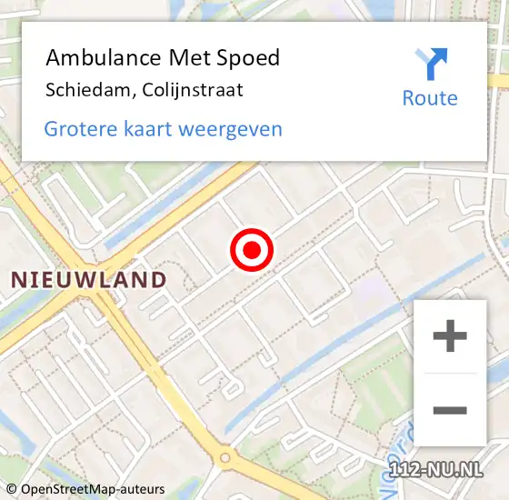 Locatie op kaart van de 112 melding: Ambulance Met Spoed Naar Schiedam, Colijnstraat op 1 juni 2015 15:07