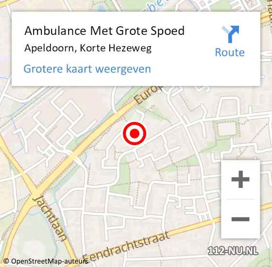 Locatie op kaart van de 112 melding: Ambulance Met Grote Spoed Naar Apeldoorn, Korte Hezeweg op 1 juni 2015 15:19