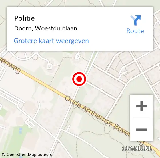 Locatie op kaart van de 112 melding: Politie Doorn, Woestduinlaan op 1 juni 2015 16:16