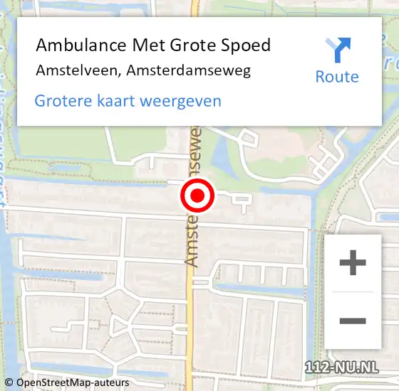 Locatie op kaart van de 112 melding: Ambulance Met Grote Spoed Naar Amstelveen, Amsterdamseweg op 1 juni 2015 16:18