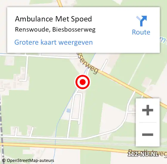 Locatie op kaart van de 112 melding: Ambulance Met Spoed Naar Renswoude, Biesbosserweg op 1 juni 2015 17:21