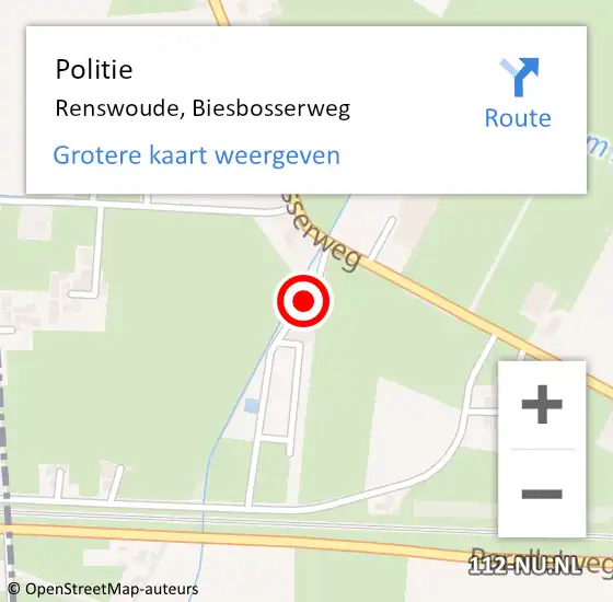 Locatie op kaart van de 112 melding: Politie Renswoude, Biesbosserweg op 1 juni 2015 17:30