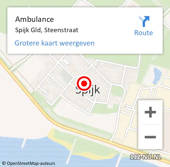 Locatie op kaart van de 112 melding: Ambulance Spijk Gld, Steenstraat op 1 juni 2015 17:57