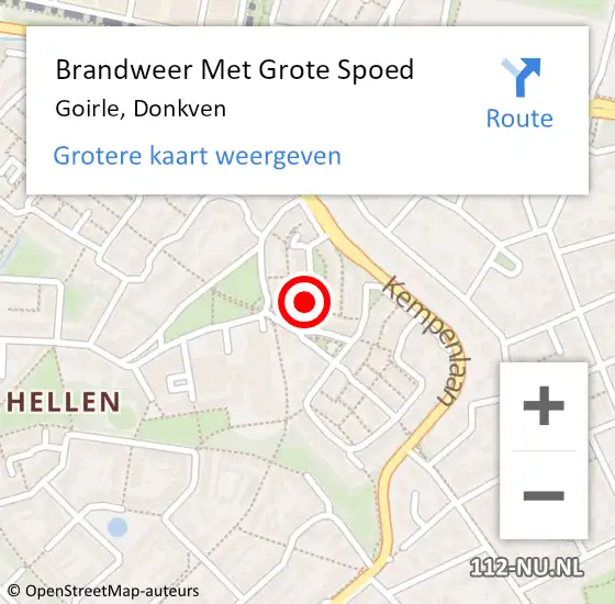 Locatie op kaart van de 112 melding: Brandweer Met Grote Spoed Naar Goirle, Donkven op 1 juni 2015 18:24