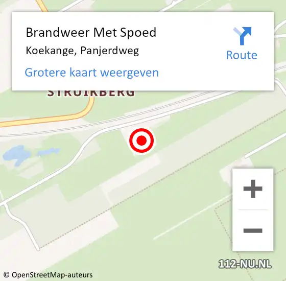 Locatie op kaart van de 112 melding: Brandweer Met Spoed Naar Koekange, Panjerdweg op 1 juni 2015 18:59