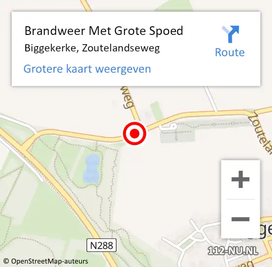 Locatie op kaart van de 112 melding: Brandweer Met Grote Spoed Naar Biggekerke, Zoutelandseweg op 1 juni 2015 19:30