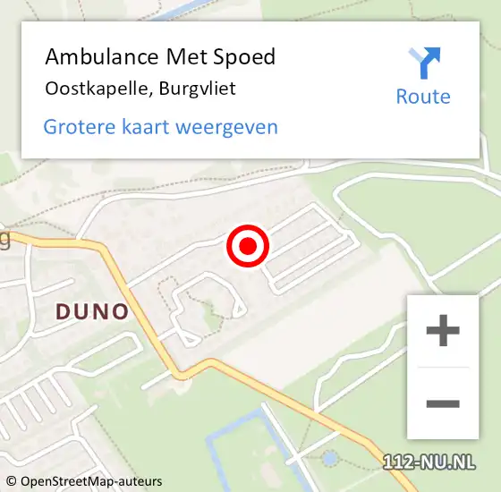 Locatie op kaart van de 112 melding: Ambulance Met Spoed Naar Oostkapelle, Burgvliet op 1 juni 2015 19:36