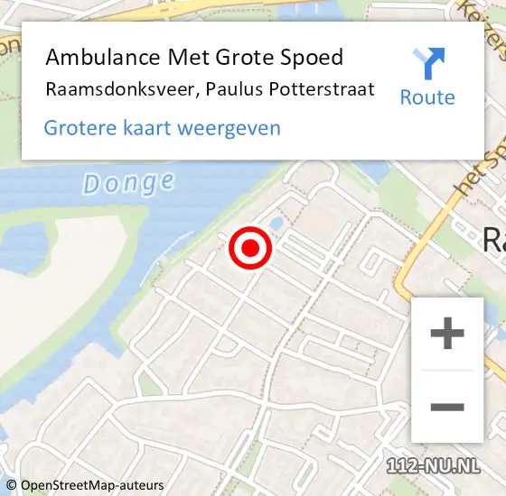 Locatie op kaart van de 112 melding: Ambulance Met Grote Spoed Naar Raamsdonksveer, Paulus Potterstraat op 1 juni 2015 19:47