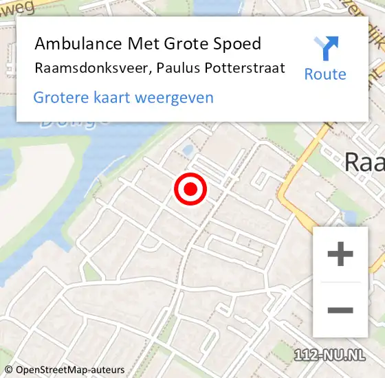 Locatie op kaart van de 112 melding: Ambulance Met Grote Spoed Naar Raamsdonksveer, Paulus Potterstraat op 1 juni 2015 19:47