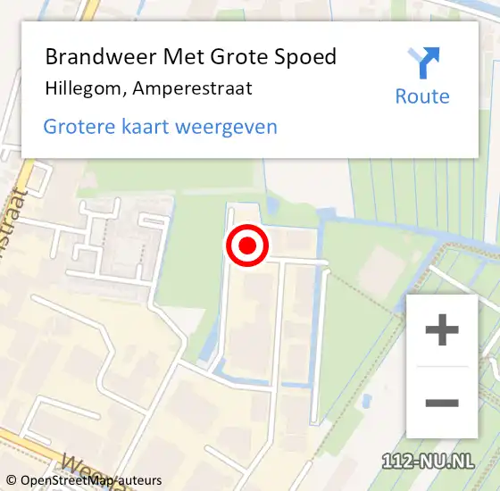 Locatie op kaart van de 112 melding: Brandweer Met Grote Spoed Naar Hillegom, Amperestraat op 1 juni 2015 20:24