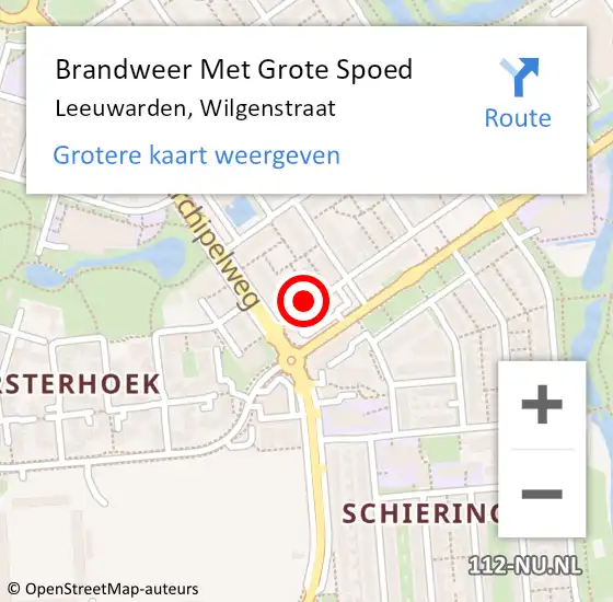 Locatie op kaart van de 112 melding: Brandweer Met Grote Spoed Naar Leeuwarden, Wilgenstraat op 1 juni 2015 23:02