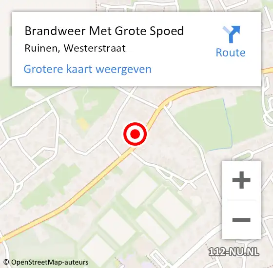 Locatie op kaart van de 112 melding: Brandweer Met Grote Spoed Naar Ruinen, Westerstraat op 2 juni 2015 00:46