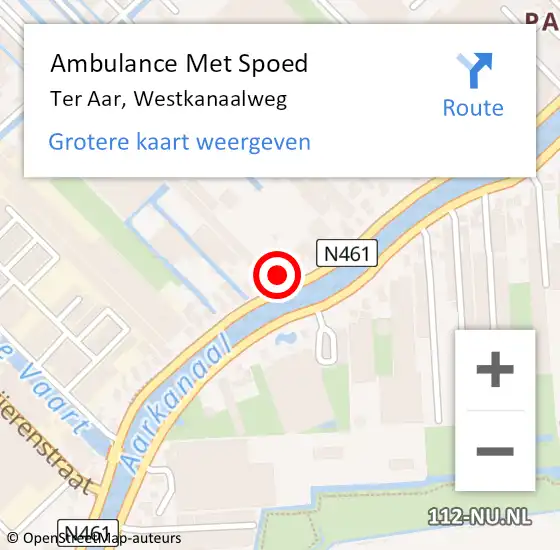 Locatie op kaart van de 112 melding: Ambulance Met Spoed Naar Ter Aar, Westkanaalweg op 2 juni 2015 07:17