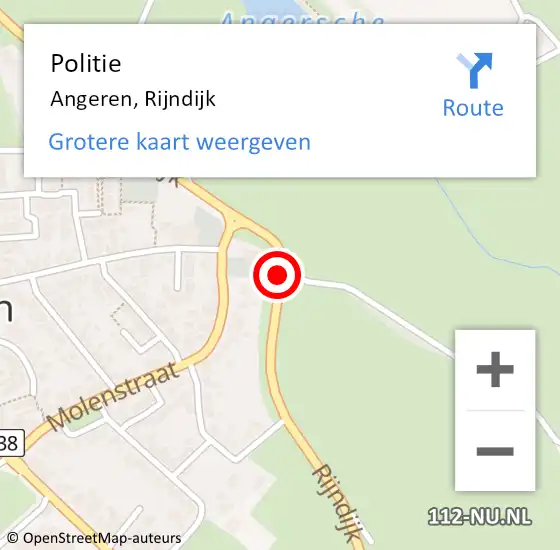 Locatie op kaart van de 112 melding: Politie Angeren, Rijndijk op 2 juni 2015 07:38