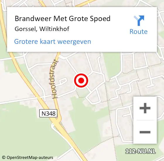 Locatie op kaart van de 112 melding: Brandweer Met Grote Spoed Naar Gorssel, Wiltinkhof op 2 juni 2015 07:42